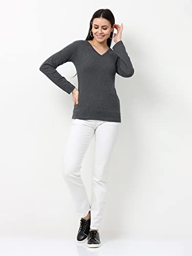 Image of Wafaa Women's Cotton Plain V Neck Full Sleeve T-Shirt