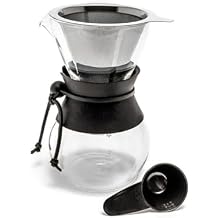 Yama Glass Yama Coffee Glass 20oz Pour Over Drip Pot With Reusable Stainless Steel Filter Cone, Heat Sleeve, Hand Blown in Taiwan