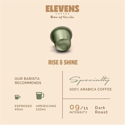 Image of ELEVENS COFFEE | Variety Pack 2 | Coffee Capsules | 100% Arabica & Robusta | 44 Aluminium Coffee Pods (11 x 4 Flavours) | Dark Roast | Intensity 8-10 | Compatible with Nespresso