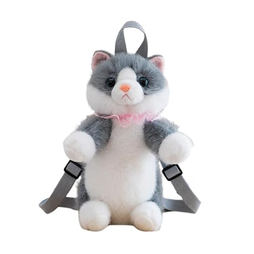 Sac à dos léger pour femme gris et imprimé peluche moderne au quotidien
