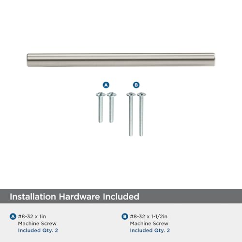 Image of Amerock 3-3 /4 inch Bar Pulls Satin Nickel Drawer Pull | 3-3 /4 inch (96mm) Center-to-Center Mounting Distance and 6-1 /8 inches Overall Length, Durable Carbon Steel Cabinet Hardware