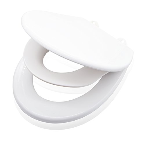 valneo Familien-Toilettensitz mit Kinderbrille, weiß - WC Sitz mit integriertem Kindersitz, Easy-Clean Funktion