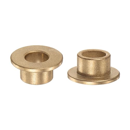 QUARKZMAN 2uds Brida Rodamiento Manguito 10mm Diámetro 14mm OD 10mm Longitud 2mm Brida Grosor Bronce Buje Auto-Lubricantes Bujes Manguito para Industriales Equipos
