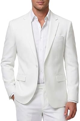 WYWK Men's Slim Fit One Button Suit Blazer Jacket Lightweight Sport Jacket Coat for Wedding, Busines...