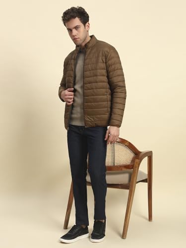 Image of Cantabil Reversible Jacket for Men | Premium Casual Jacket Smart Fit Mock Neck Nylon Fabric Solid Pattern (P MJKT00249)