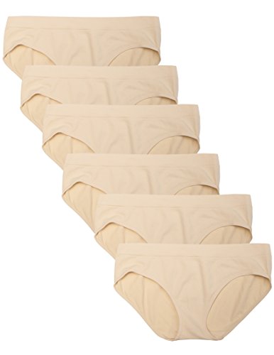 Kalon 6 Pack Women's Hipster Brief Nylon Spandex Underwear (4X-Large, 6PK Beige)