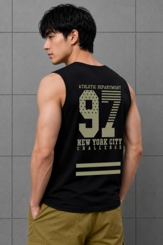 Image of JUGULAR Tank Tops Sleeveless T-Shirt for Men Gym Wear Vest Solid Stylish Round Neck Running for Sports Workout Fitness & Casual or Beach Wear