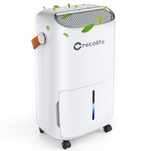 Crecolife Deshumidificador 12L/24H, Ahorro de Energía, para 20 m² con Pantalla Digital y Panel de Control Táctil, Depósito 2.5L, 3 Modos de Deshumidificación, 2 Opciones de Vaciado, Temporizador 24H