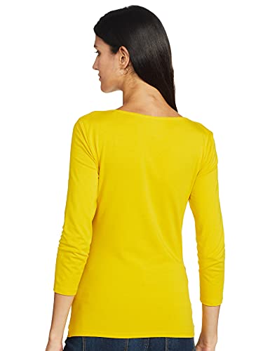 Image of Marks & Spencer Womens Solid Cotton Blend Boat Neck Slim Fit T-Shirt