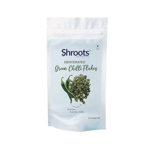 Image of SHROOTS Dehydrated Green Chilli | 100% Natural Dried Green Chilies | Perfect for Cooking, Seasoning and Spice Mixes | (2, 35 Gram, Pack Of 2)