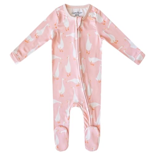 Image of Copper Pearl Zip-Up Footie Baby Pajamas - Soft Newborn Onesies for Boys & Girls, Tag-Free with Two-Way Zipper Baby Sleepers for Newborn - 24 Months, Goosie