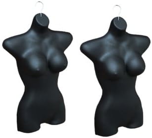 2/Premium Large Bust Torso Hanging Body Form Mannequin - set of 2 (BLACK)
