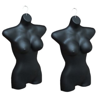 2/Premium Large Bust Torso Hanging Body Form Mannequin - set of 2 (BLACK)