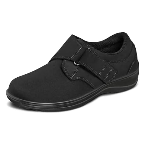 Orthofeet Women's Orthopedic Black Lycra Wichita Casual Shoes, Size 8.5 Wide Cover