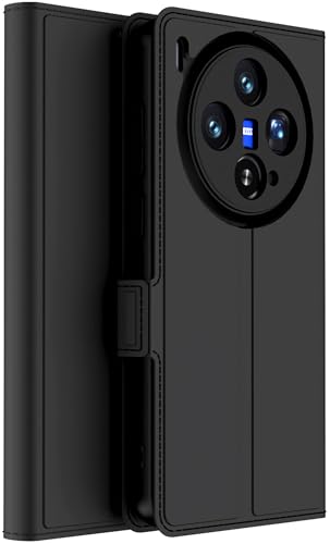 Image of Kapa Noble Slim Magnetic Leather Flip Case Cover for Vivo X300 5G | Card Holder Stand Flip Wallet Case (Black)