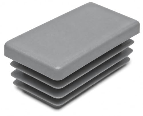 Image of (Pack of 20) Rectangular Plastic Plugs 63 /64 inch x 1-31 /32 inch (25 x 50 mm), Matt Tube Inserts, Fence Post Caps, Window Gray RAL 7040