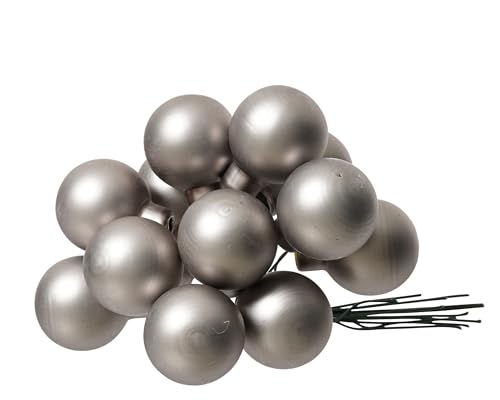 Weihnachtskugeln am Draht Glas 2,5cm x 12 Stück Spiegelbeeren Matt -...