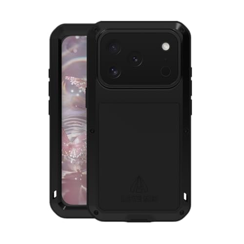 Coque iPhone 17 Pro LOVE MEI intégrale en métal noir anti-choc