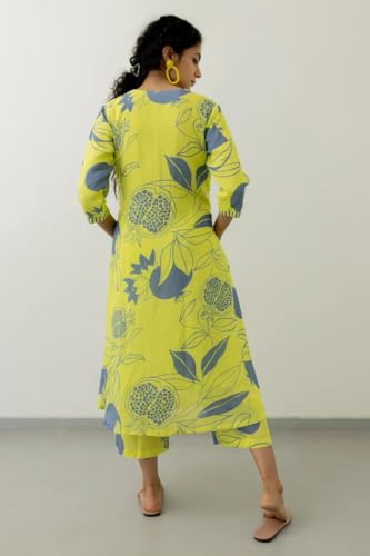 Image of LookMark Women's Floral Printed Cotton Blend 3 /4th Sleeve Knee Length V-Neck Kurta and Palazzo Set for Women AZ-LM-OG-KS2144-Parent