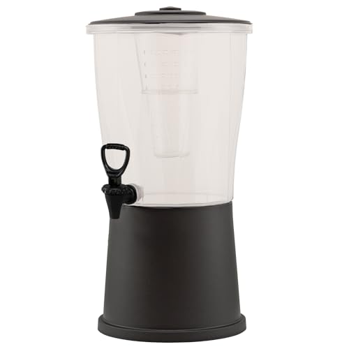 Service Ideas CBDRP3BL Beverage Dispenser with Infuser Tube, Round, 3 Gallon, Plastic, Black