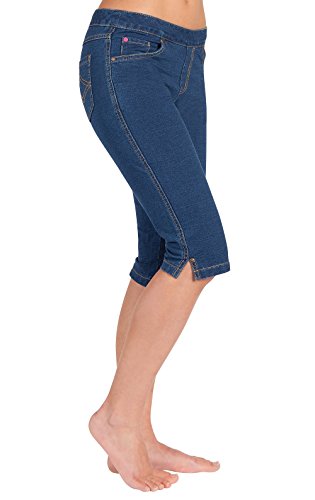 Image of PajamaJeans Ladies Bermuda Shorts for Women - Pedal Pushers for Women Knee Length Shorts - Pull on Shorts Women with Pockets, Bluestone Wash, Medium