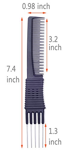 Pack de 2 Peines Negros de Carbono con Púas Metálicas miniatura 2