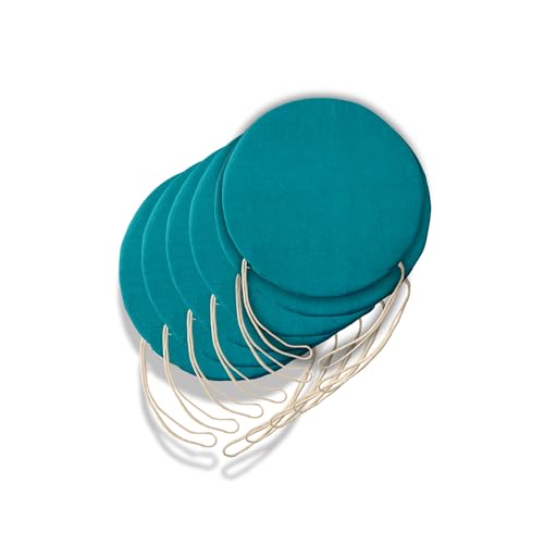 6 Coussins ronds déhoussables pour chaise de cuisine, coussins pour chaises de salon – coussins de chaise avec liens fabriqués en Italie – Épaisseur 3...