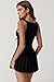 QINSEN Pleated Workout Dress with Built in Shorts Square Neck Sleeveless No Bra Summer Athletic Dress Black M