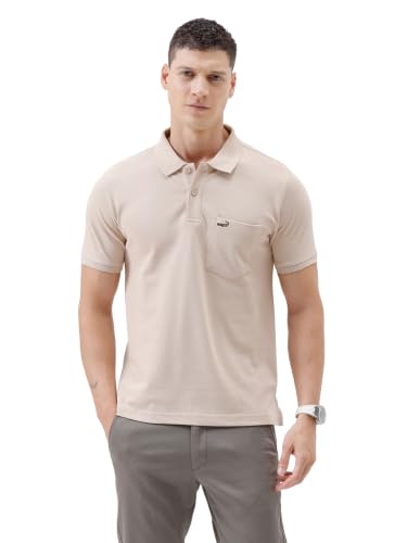 Image of CROCODILE Men's Solid Casual Wear T-Shirt | Polo Neck | Half Sleeves | Pull On | Regular