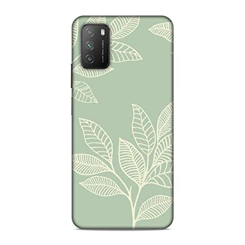 Image of Printed Mobile Back Hard Case Cover for Xiaomi Poco M3 | Leaves, Sketch, White Leaves A-2192