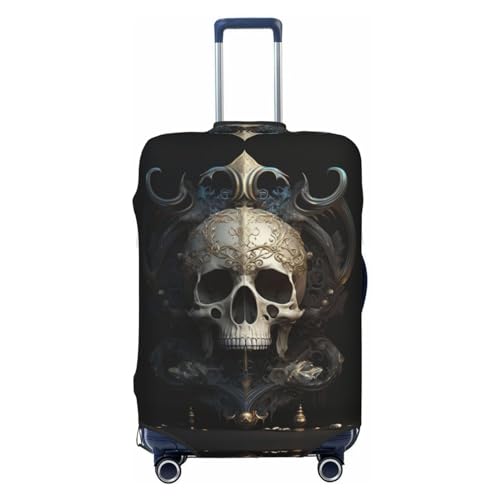 VOSERY Travel Luggage Cover - Gold Pattern Skull Washable Suitcase Covers Protector Fits 18-32 Inch Luggage