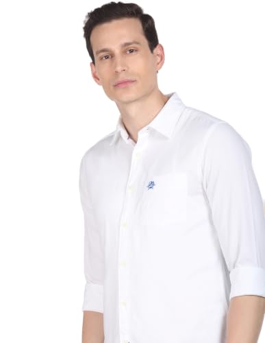 Image of U.S. Polo ASSN. Men's Solid Spread Collar Premium Cotton Dobby Tailored Fit Shirt