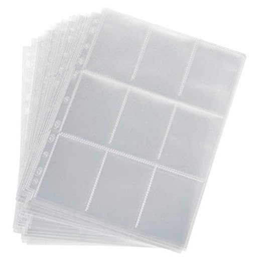 Lictin 50Pcs Juego de Fundas para Cartas Almacenamiento Colección paginas del Album Collection 50 Páginas(450 cuadrícula para Cartas),Género Neutro,Transparente