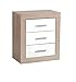 Table de chevet de 3 tiroirs coloris Chêne Cambrian / Blanc - Longueur 54 x profondeur 35 x hauteur 62 cm -PEGANE-