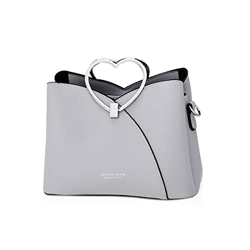 NICOLE & DORIS Fashion Handbag for Women Top Handle Bag PU Leather Messenger Bag Waterproof Shoulder Bag Ladies Crossbody Bag With Heart Shaped Handle Light grey