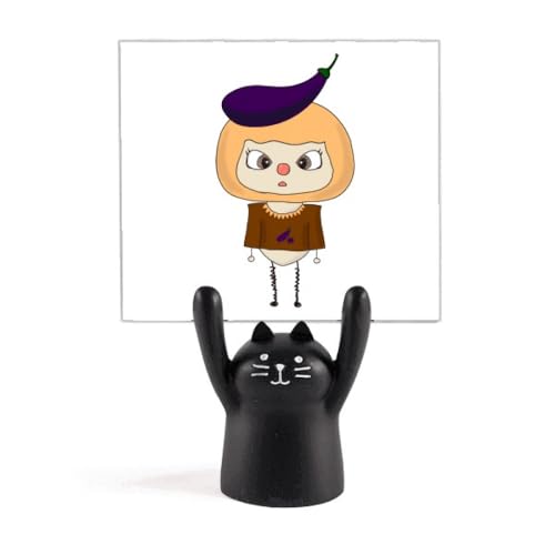 Support de table chat noir et légumes violets UU pour décoration