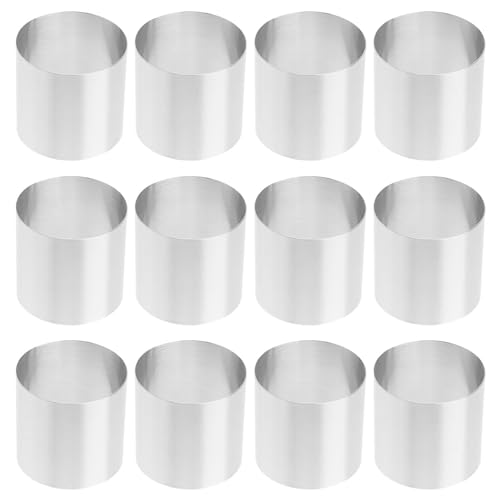 12 moldes de acero inoxidable para tartas, anillos de mousse, anillos de postre, herramienta redonda para hornear, accesorios para hornear pasteles de postre