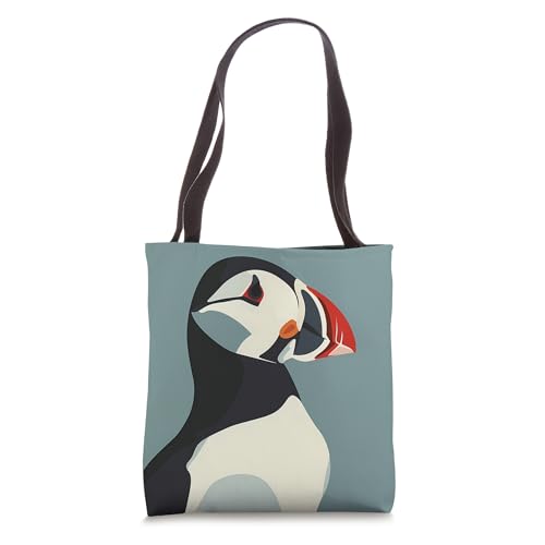 Bolso tote minimalista con estampado de animales y vida silvestre Puffin miniatura 1
