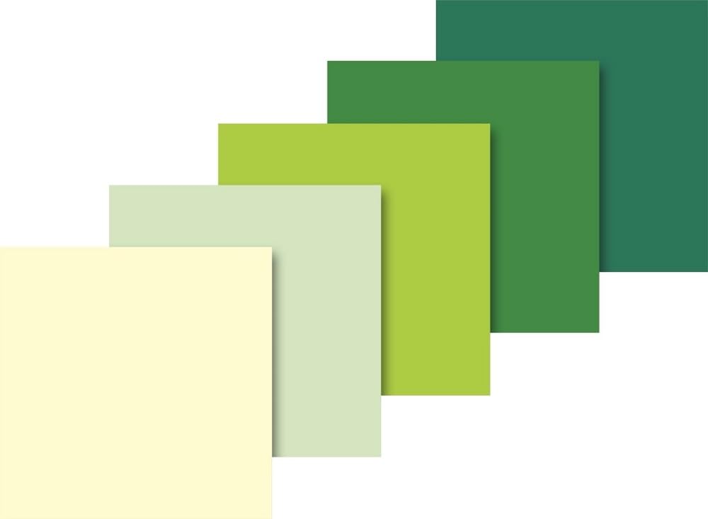 Heyda 203375739 Papel de seda, surtido de 50 x 70 cm, 5 colores surtidos (French Vanilla, verde pastel, verde claro, verde medio, verde oscuro)