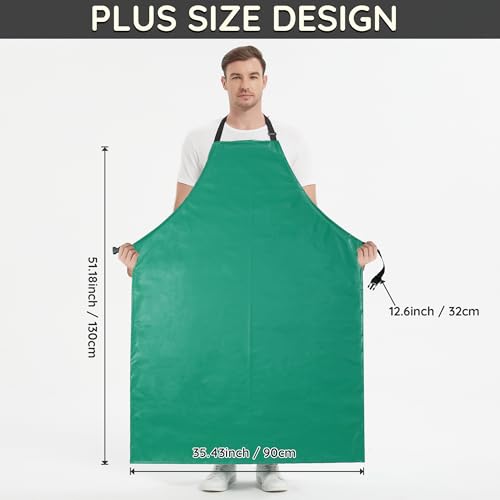 Image of Heavy Duty Thicker Rubber Aprons Extra Long Oil & Chemical Resistant Unisex | 51.18 x 35.43 inch Plus Size, Waterproof, Adjustable Neck Straps & Back Ties, Work Apron for Dish Washing Gardening Lab Butcher