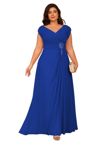 Image of Clothfun Simple V Neck Mother of The Bride Dresses Lace Appliques Chiffon Sleeveless Mother of The Groom Dress CYN014