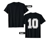 Number 10 Shirt Sports Player Number Back of Shirt T-Shirt