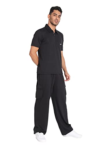 Image of CHKOKKO Men Casual Track Pant Regular Fit Lower with Pocket Black Medium, Mid Rise