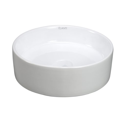 Elanti Collection EC1102 Sink, Round Flat Side Bowl (13.6 x 13.6 x 4.5 Inches), White