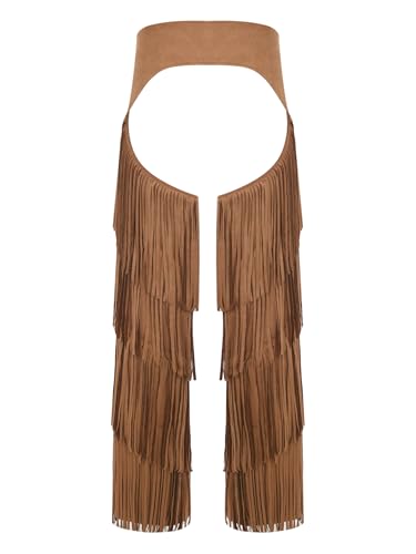 Western Cowboy Open Crotch Pants Adjustable Buckles Fringe Buttless Style Motorcycle Riding Pants2