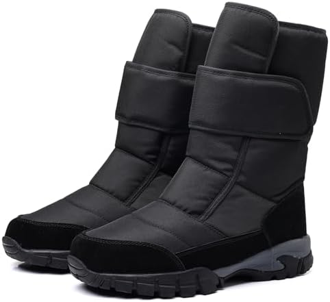 DADAWEN Men's Snow Boots Anti-Slip Waterproof Outdoor Shoes Warm Fur Lined Mid-Calf Winter Snow Boots Black US Size 10 | Image 5