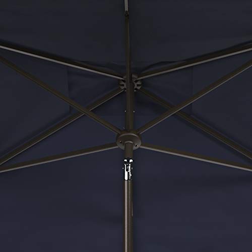 Safavieh Pat8310A Outdoor Venice Navy And White 6'6" X 10' Rectangle Crank Uv Protected Umbrella #TOP30