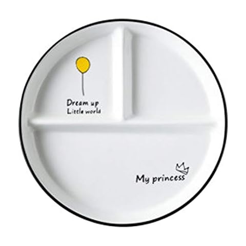 8-Inch Ceramic Tableware Sub-Grid Plate Children's Sub-Plate Breakfast Plate Creative Separation Plate Home,B Cover