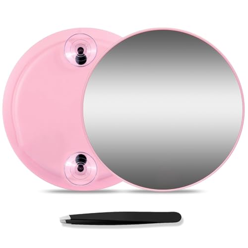 GGUFAY Specchio ingranditore x 40, piccolo specchio ingranditore con ventose e pinze, per un trucco preciso e una depilazione delle sopracciglia da 3,5 pollici