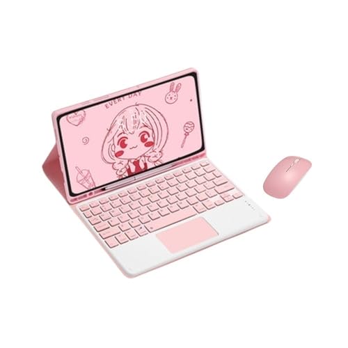 Evita golpes en Samsung Tab A9 Plus con la funda teclado táctil YSJX rosa